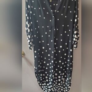 Cupio Chic Black and White Polka Dot Top. Shorter In Front Than Back. Sz M
